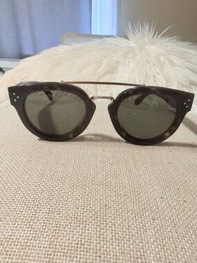 Celine Tortoiseshell Round Sunglasses with Gold Bridge